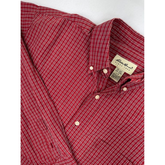 Eddie Bauer Other - Eddie Bauer Button Front Shirt Mens Large Red‎ Micro Check Plaid Long Sleeve L